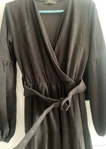 Siyah Uzun Kollu Midi Kadın Elbise Deniz butik - Görsel 2