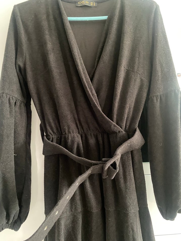 Siyah Uzun Kollu Midi Kadın Elbise Deniz butik - Görsel 2