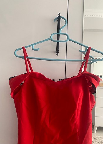 Kırmızı Kalp Midi/Mini Abiye Elbise - Görsel 2