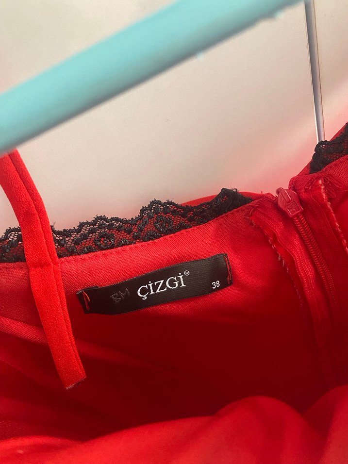 Kırmızı Kalp Midi/Mini Abiye Elbise - Görsel 4