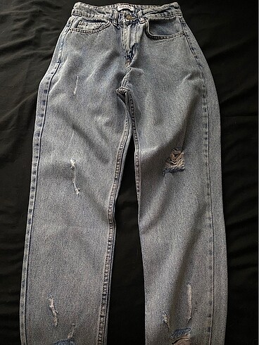 Dielss denim 27 beden yırtıklı mavi kot mom jean