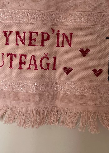 Pembe Nakışlı Bohem Mutfak Havlusu