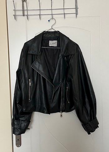Siyah Biker Deri Ceket - Görsel 4