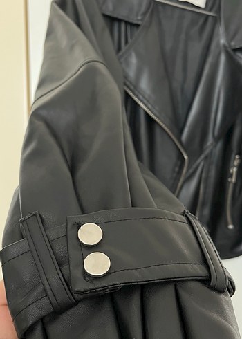 Siyah Biker Deri Ceket - Görsel 3