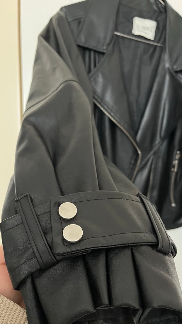 Siyah Biker Deri Ceket - Görsel 3