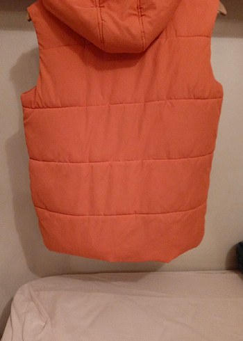 Turuncu Kapüşonlu ,Çocuk Fermuarlı Yelek - Görsel 4