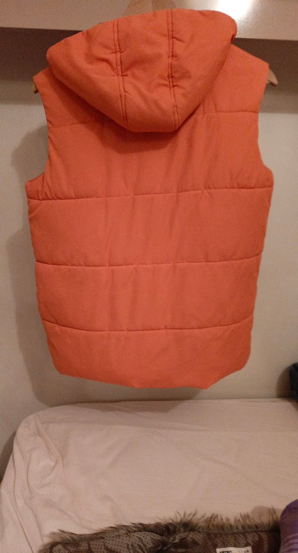 Turuncu Kapüşonlu ,Çocuk Fermuarlı Yelek - Görsel 4