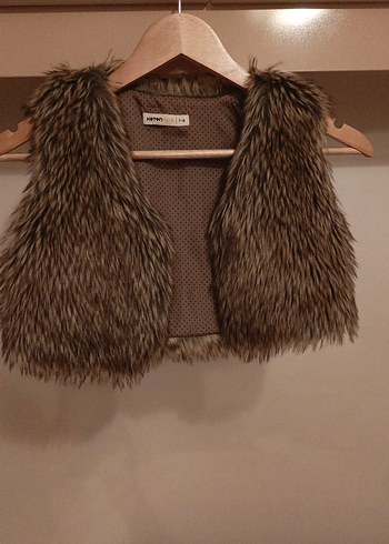 Kahverengi Kürklü Bohem çocuk Yelek - Görsel 2