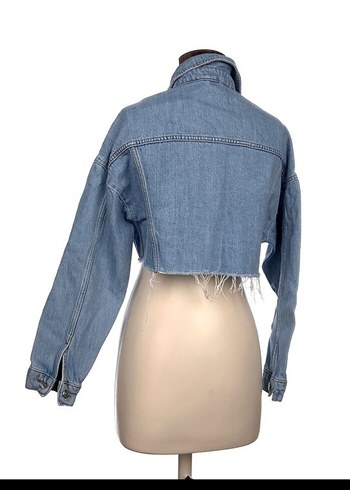 m Beden Düğmeli Açık Mavi Kadın Denim Ceket