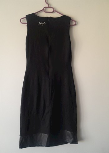 Siyah Desenli Midi Kolsuz Elbise - Görsel 4