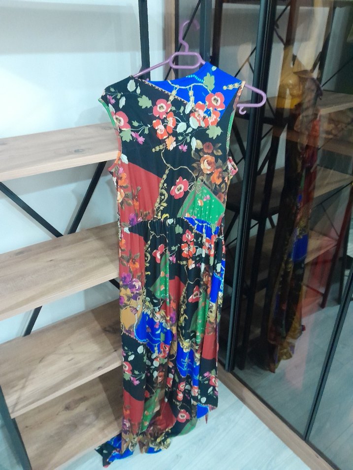 Renkli V Yaka Bohem Uzun tulum giyilmedi - Görsel 4