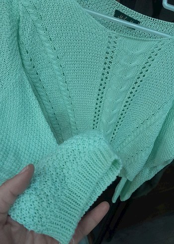 Yeşil Örgü Kadın Triko Kazak - Görsel 4