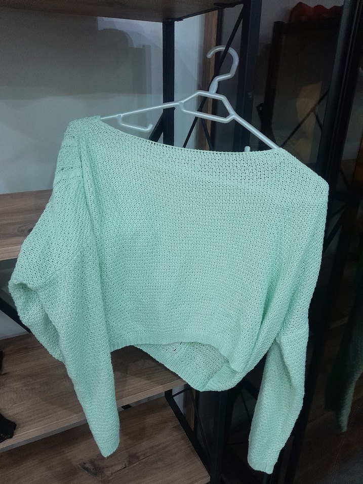 Yeşil Örgü Kadın Triko Kazak - Görsel 5