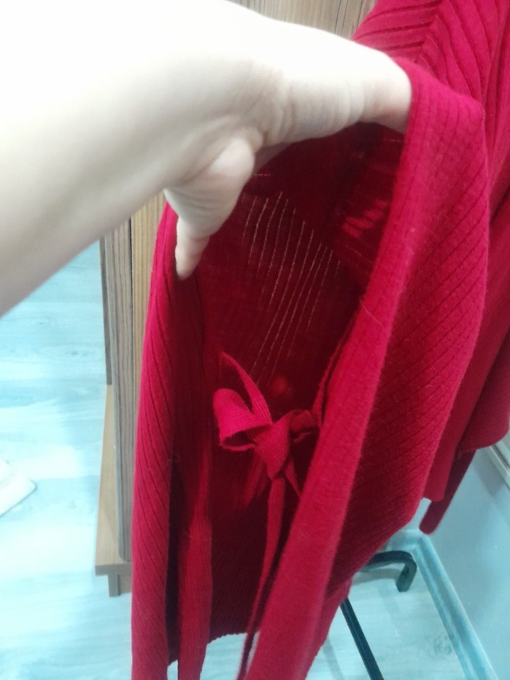 Kırmızı Kadın Bohem Salaş Hırka - Görsel 4