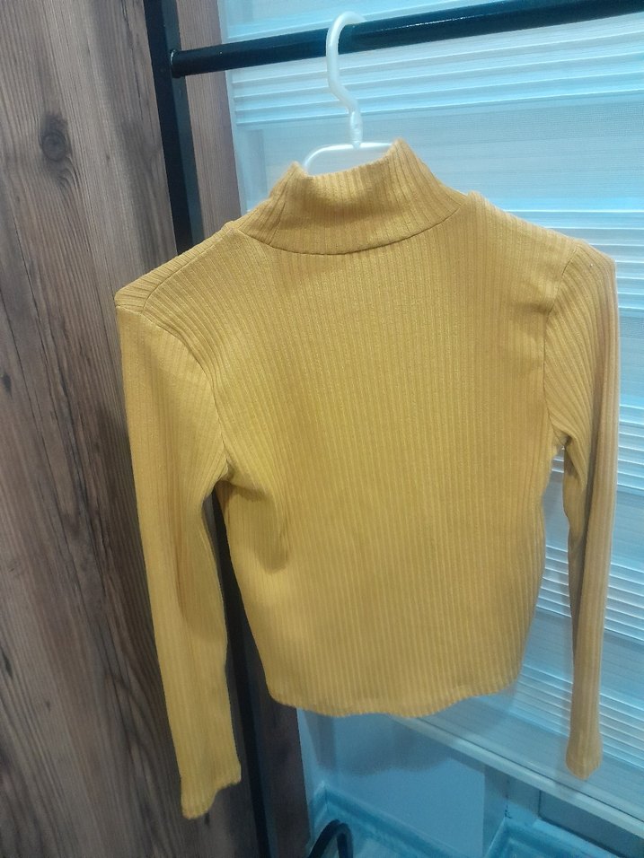 Sarı Balıkçı Yaka Kadın Triko Kazak - Görsel 4