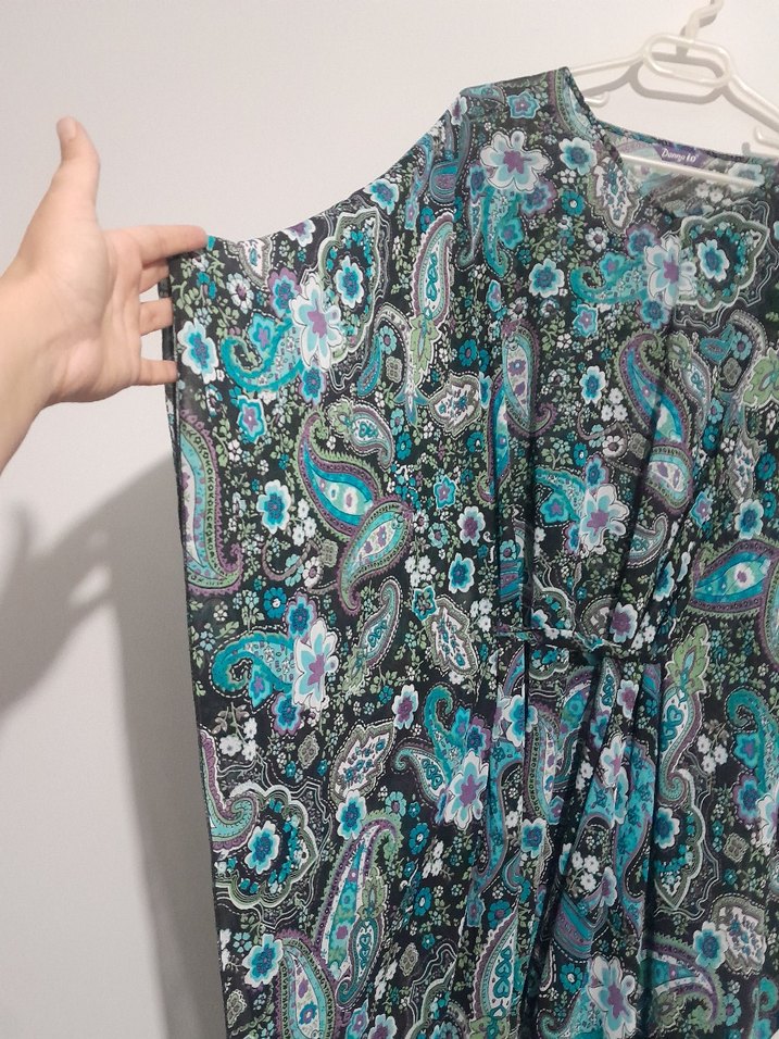 Çiçek Desenli Uzun Bohem Kadın Pareo tunik - Görsel 2