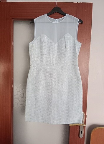42 Beden Şifon detaylı midi boy elbise