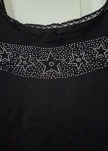 s Beden siyah Renk Siyah Dantel Detaylı Kadın Tank Top