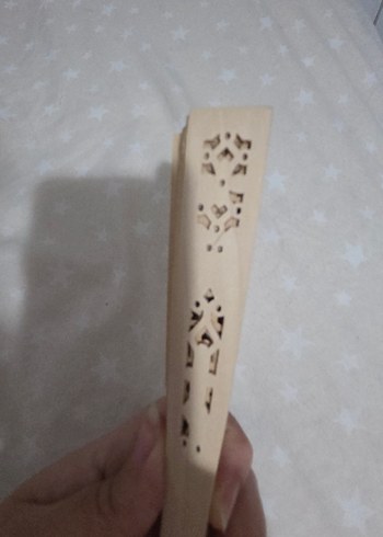 Bej Ahşap Oymalı yelpaze - Görsel 3