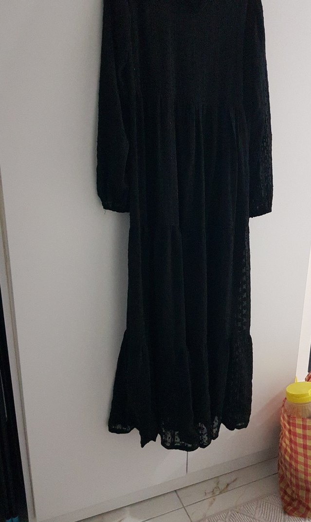 Siyah Uzun tül Elbise, Bol Kesim,astarla giyilmelidir - Görsel 3