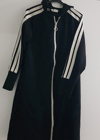 Diğer Uzun Siyah Fermuarlı Kadın Spor Kaban.(m.l.xl) uyumlu