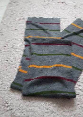 Çizgili Uzun Gri Erkek Atkı - Görsel 2