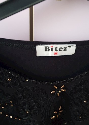 Nakışlı Siyah Keten Kadın Bluz - Görsel 2