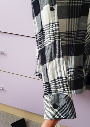 Kadın Gri Kareli Uzun Kollu Gömlek - Görsel 3