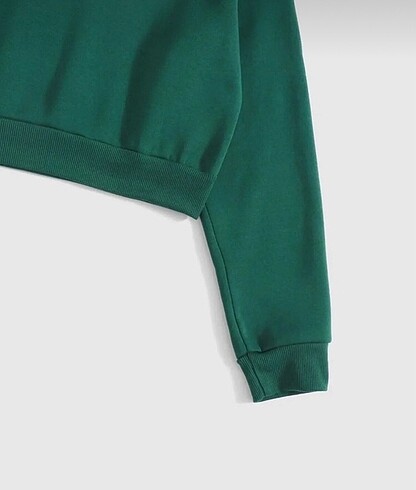 xs Beden yeşil Renk KADIN OVERSİZE CROP SWEATSHİRT