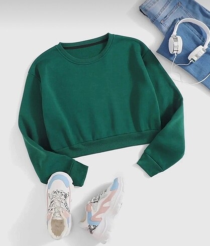 KADIN OVERSİZE CROP SWEATSHİRT