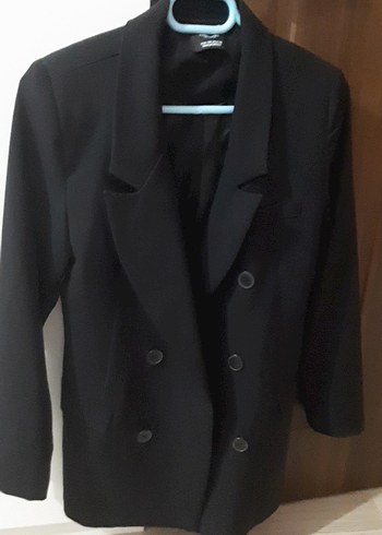 Siyah Düğmeli Kadın Blazer Ceket