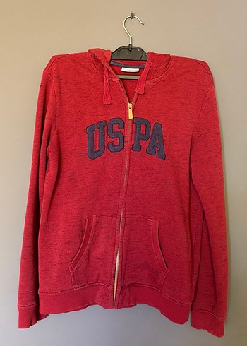 Kırmızı USPA Fermuarlı Kadın Sweatshirt