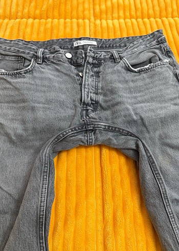 Gri Bağlama Desenli Düğmeli Kadın Midi Kot - Görsel 3