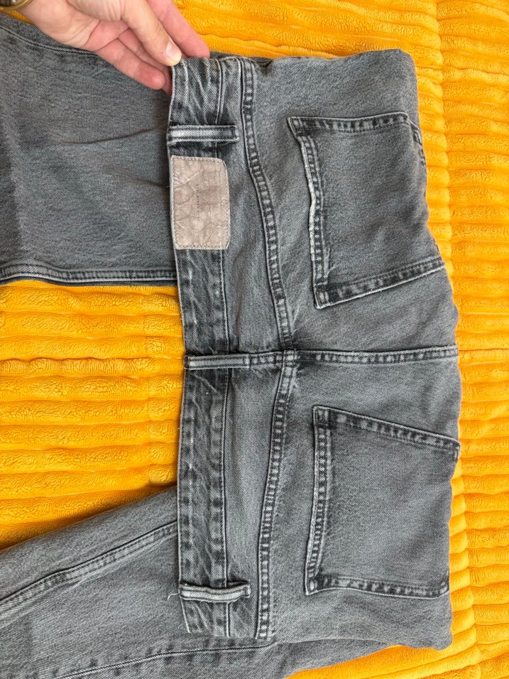 Gri Bağlama Desenli Düğmeli Kadın Midi Kot - Görsel 4