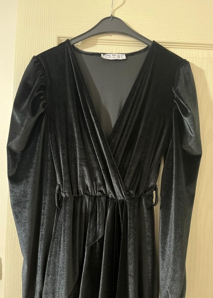 Siyah kadife abiye elbise - Görsel 3