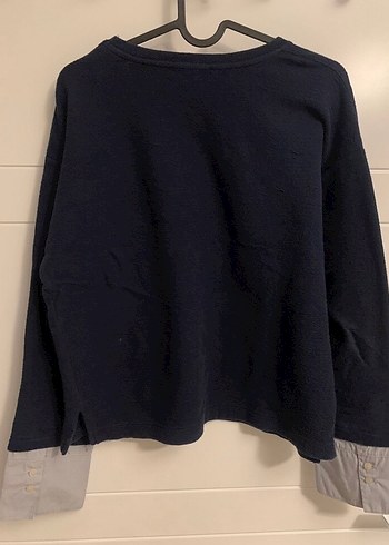 Bershka  Lacivert Uzun Kollu Bisiklet Yaka sweat - Görsel 3