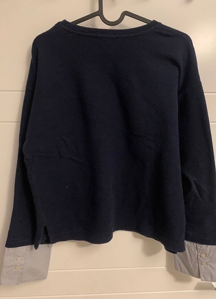 Bershka  Lacivert Uzun Kollu Bisiklet Yaka sweat - Görsel 3