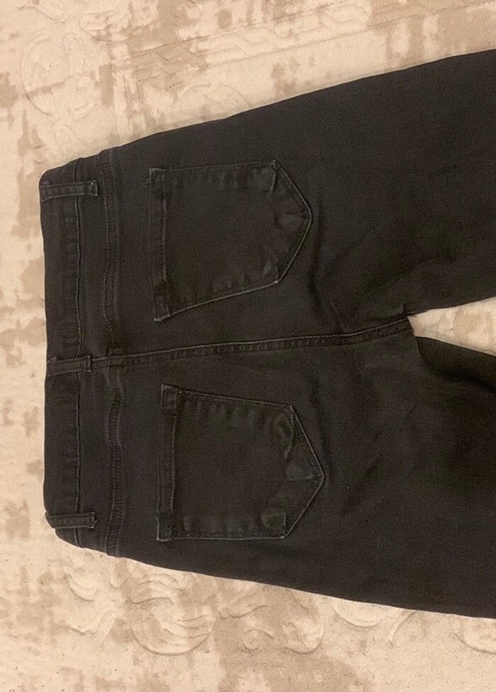 Siyah yanları taşlı Kadın Kot Pantolon - Görsel 3