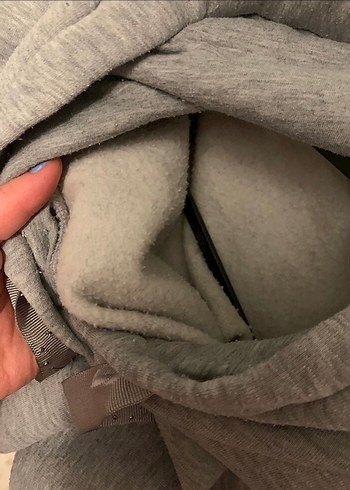 Gri Kapüşonlu boncuk Detaylı Kadın Sweatshirt - Görsel 3