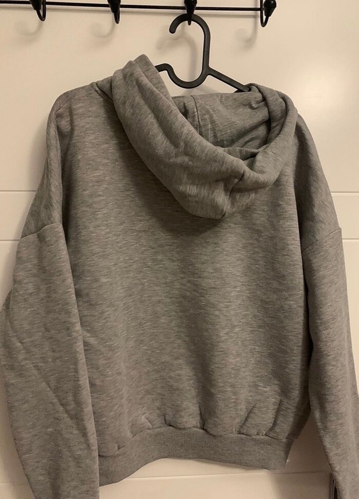 Gri Kapüşonlu boncuk Detaylı Kadın Sweatshirt - Görsel 2