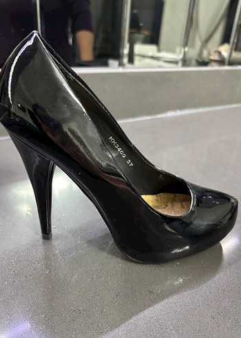 Siyah Rugan Platform Topuklu Stiletto 37 numara - Görsel 4