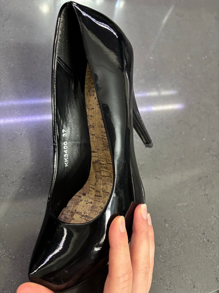 Siyah Rugan Platform Topuklu Stiletto 37 numara - Görsel 2