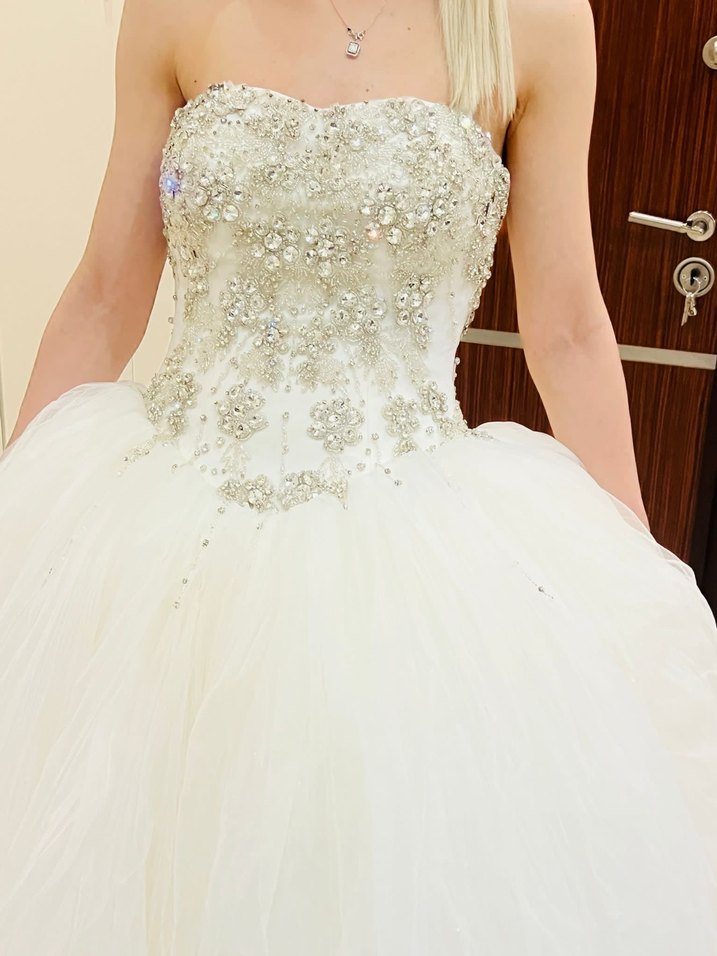 Straplez Taş İşlemeli Prenses Gelinlik - Görsel 2