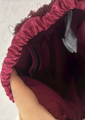 Beden bordo Renk Mango Püsküllü Bordo El Çantası Etiketli