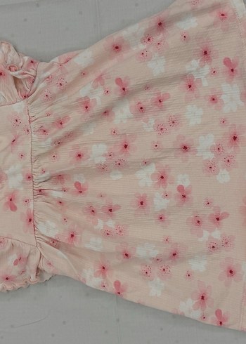 Kız Çocuk Pembe V Yaka Fırfırlı Elbise