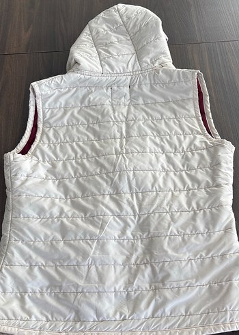 xl Beden Kapüşonlu Beyaz Düğmeli Kadın Yelek