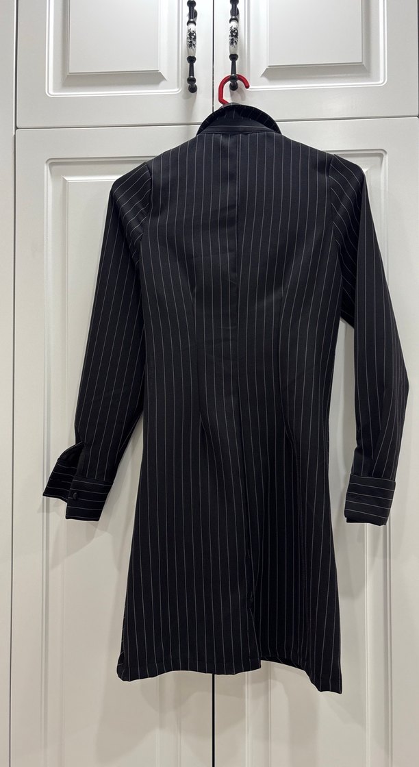 Kadın Siyah Çizgili Uzun Kollu Takım Elbise - Görsel 2