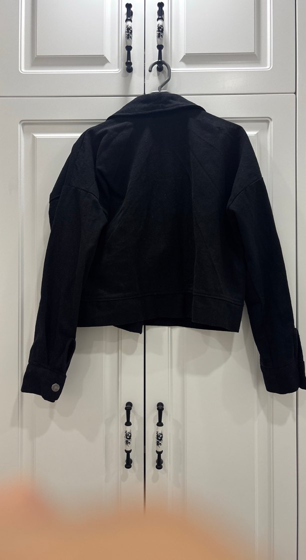 Düğmeli Siyah Denim Kadın Ceket - Görsel 3