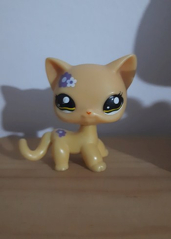 LPS miniş Replika Çicekli Shorhair Pastel Bej Kedi Figürü