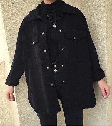 siyah oversize kot ceket